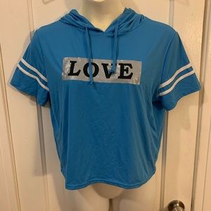NWT Blue Hooded Top